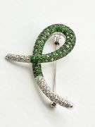 18KT White Gold Le Vian Diamond & Tsavorite Brooch