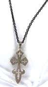 925 Sterling silver diamond accent cross pendant on chain