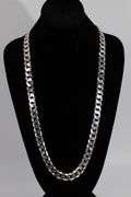 Men's 14.8mm Solid .925 Sterling Silver Flat Curb Chain Link Italy Necklace 20"