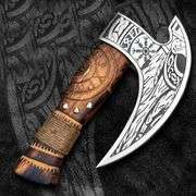 Viking-Style Ulu Knife with Damascus Steel Blade
