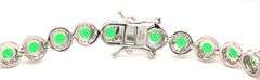 925 Sterling silver round green and white cubic zirconia link tennis bracelet