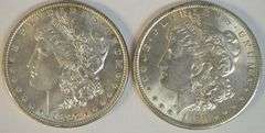 Gem BU 1897 & near Gem BU 1899-O Morgan Silver Dollars
