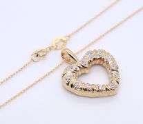 14kt Yellow Gold Diamond Heart Shaped Pendant on Chain