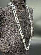 Sterling Silver Solid Figaro Link Chain 11.2mm 925 Italy Heavy Curb Necklace 24" Inch