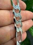 Sterling Silver Solid Figaro Link Chain 11.2mm 925 Italy Heavy Curb Necklace 24" Inch