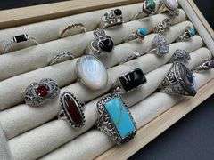 .925 Sterling Silver Curated 20 Ring Lot Various Sizes & Styles