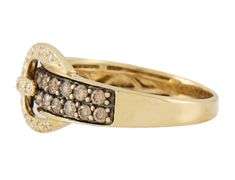 Le Vian 0.75ctw White and Chocolate Diamond Belt Buckle Ring in 14K