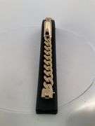 BRAND NEW CERTIFIED MEN'S CUBAN LINK DIAMOND ID BRACELET. 18K GOLD