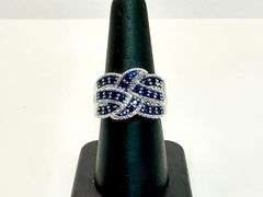 14 Kt White Gold Plate 7 Cttw Simulated Midnight Blue Sapphire Ring