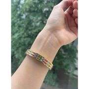 Multicolor Swarovski Expandable Bracelet Gold Plated