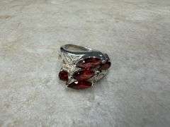 Sterling Silver Natural Gemstone Garnet Ring Size 6