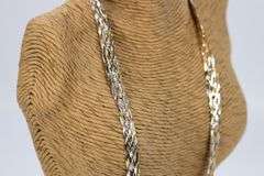 Sterling Silver Tri Colored Braided Herringbone Necklace 10mm 925 Italy Chain 20"