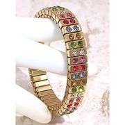 Multicolor Swarovski Expandable Bracelet Gold Plated