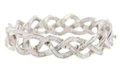7.10ctw Baguette Diamond Channel Set Woven Style Bracelet in 18K