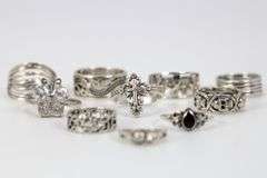.925 Sterling Silver Curated Ring Lot of 10 Rings Various Sizes & Styles