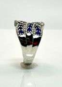 Stunning 14 Kt White Gold Plate 7 Cttw Simulated Midnight Blue Sapphire Ring.