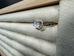 10k Yellow Gold Natural Moonstone Gemstone Ring w/ Heart White CZ Halo Size 4