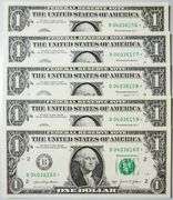 (5) Superb Crisp $1 2021 Star Replacement Notes N.Y.-Consecutive!