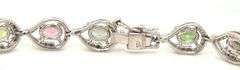 Darling 6.08CTW Oval Faceted Multi-Colored Tourmaline & Diamond Bracelet in 14K White Gold Over Ster
