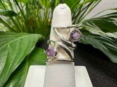 Sterling Silver Natural Gemstone Amethyst Ring Size 8