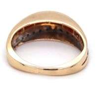 14kt Yellow gold square ruby and diamond 2 row dome ring