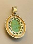 925 Sterling Silver Vintage Southwestern Style Turquoise Oval Shape Pendant