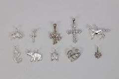 .925 Sterling Silver Charm Set Lot of 10 Charms/Pendants