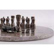 Marble Chess Set with Round Board and Storage Box