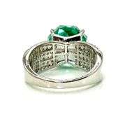 Stunning 14 kt White Gold Plate 5 Ct Rose Cut Simulated Emerald Ring