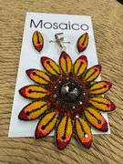 Original Handmade Mosaico Sunflower Earrings & Pendant 925 Sterling Silver Mexico Artistic Jewelry