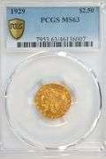 Better Choice BU 1929 $2.50 Indian Gold Piece. PCGS MS63