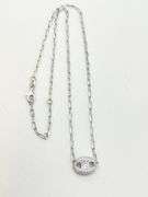 925 Sterling Silver Full Crystal pave Interlocking Circle Pendant With Paperclip Chain Necklace