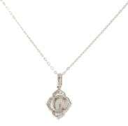 1.20ctw Oval and Round Diamond Scalloped Frame Pendant Necklace in 14K