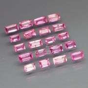 Baguette cut! 2.74ct set of Sapphires with candy pink hues!