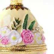 Hand-Painted Vintage-Style Fabergé Egg Trinket Box with Rich Enamel & Sparkling Rhinestones – 4”