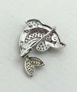 18KT White Gold Le Vian Multi Color Gem Stone Dolphin Brooch
