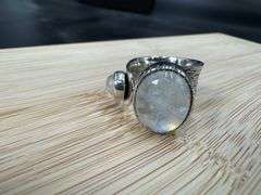 Sterling Silver Natural Rainbow Moonstone Gemstone Ring Size 7