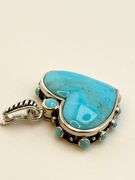 925 Sterling Silver CBARSE Heart Shape Turquoise Southwestern Style Design Pendant