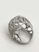 925 Sterling Silver Open Work Crystal pave Wave Scroll Motifs Ring