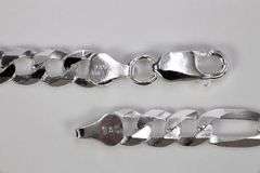 Sterling Silver Flat Marina Link Chain 10mm 925 Italy Anchor Mariner Bracelet 10"