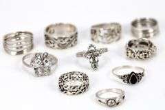 .925 Sterling Silver Curated Ring Lot of 10 Rings Various Sizes & Styles
