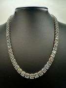 Huge Sparkling 69 Cttw Steel Blue Gray Fire Moissanite White Gold Plate Tennis Necklace