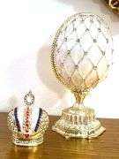 Beige Fabergé-Style Imperial Trinket Egg