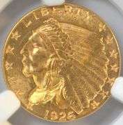 Impressive basically full Gem BU 1926 $2.50 Indian Gold Piece. NGC MS64