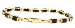 14kt Yellow gold emerald cut black onyx station bracelet
