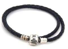 Pandora braided double wrap leather bracelet