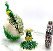 Imperial Russian Fabergé Egg Trinket Box – Gold Décor, Austrian Crystals, Handmade