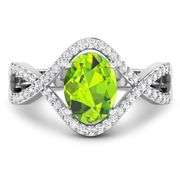14KT White Gold 1.05ctw Peridot and Diamond Ring