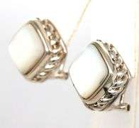 925 Sterling silver Mother of pearl cable classic earrings