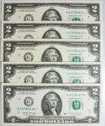 (5) Superb Crisp $2 2017A Star Replacement Notes Chicago-Consecutive!